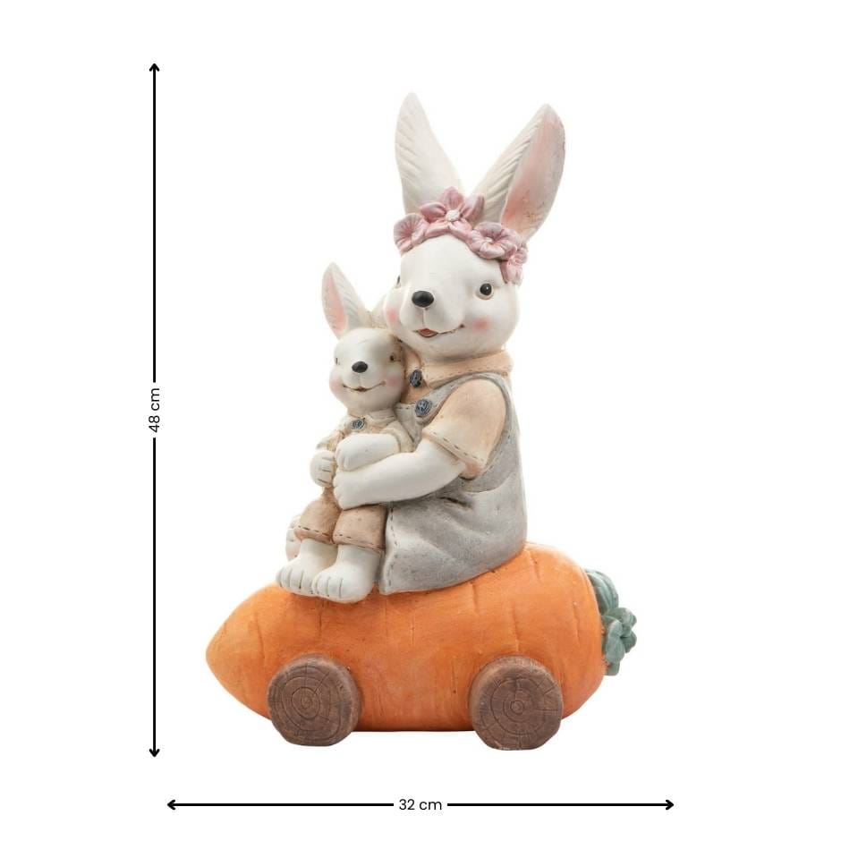 Dekoracyjna figurka - Zając z maleństwem - duży - obrazek 2