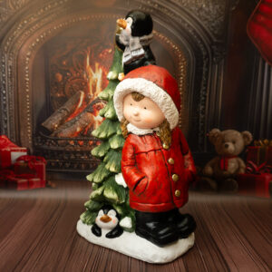 Solis Decor figurka dekoracyjna dziewczynka z choinką