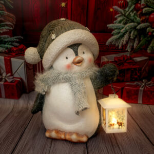 Solis Decor figurka dekoracyjna pingwin z latarnią