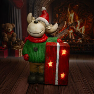 Solis Decor figurka dekoracyjna renifer z prezentem