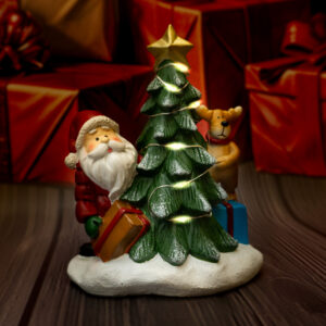 Solis Decor figurka dekoracyjna Mikołaj z choinką i reniferem