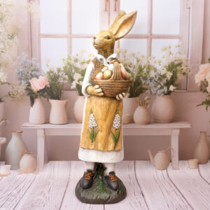 Solis Decor figurka dekoracyjna zając duży z koszem 77 cm