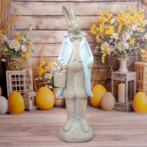Solis Decor figurka dekoracyjna zając wysoki z koszem
