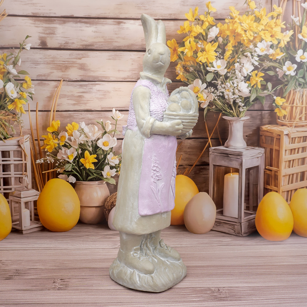 Solis Decor figurka dekoracyjna zając duży z koszem - obrazek 3