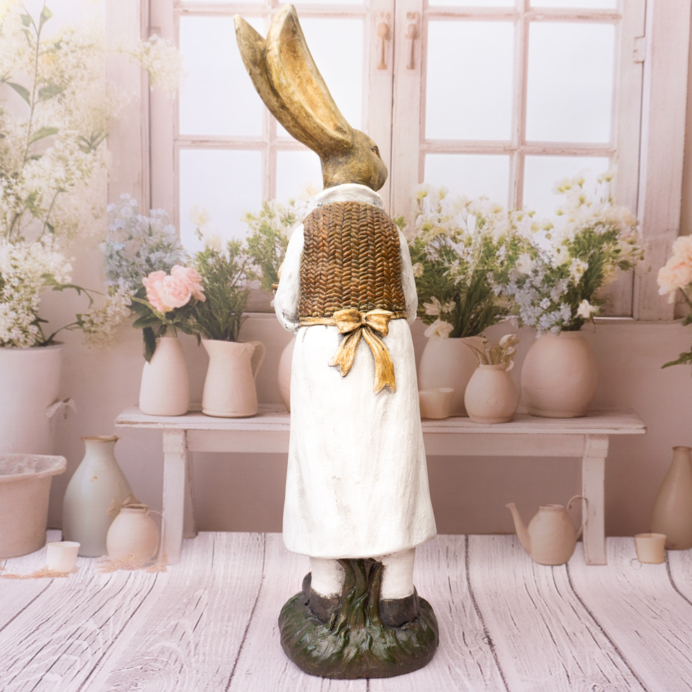 Solis Decor figurka dekoracyjna zając duży z koszem 77 cm - obrazek 3