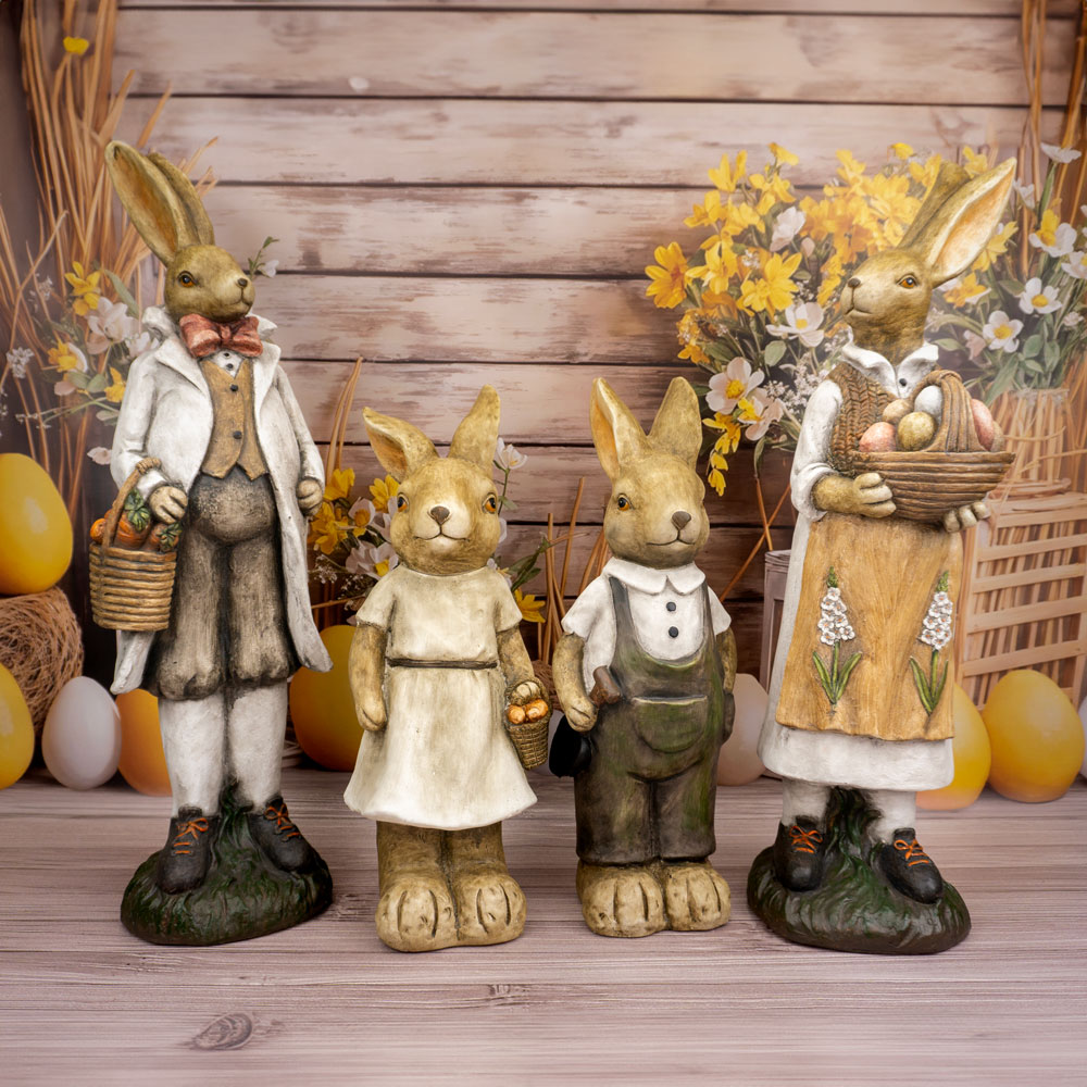 Solis Decor figurka dekoracyjna zając duży z koszem 77 cm - obrazek 6
