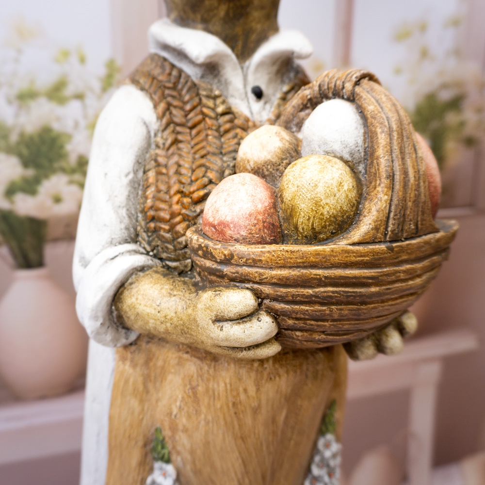 Solis Decor figurka dekoracyjna zając duży z koszem 77 cm - obrazek 4