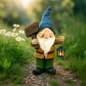 Krasnal ogrodowy ,,Welcome" z latarnią 68,2 cm