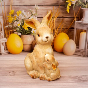 Figurka ceramiczna zając duży z maleństwem