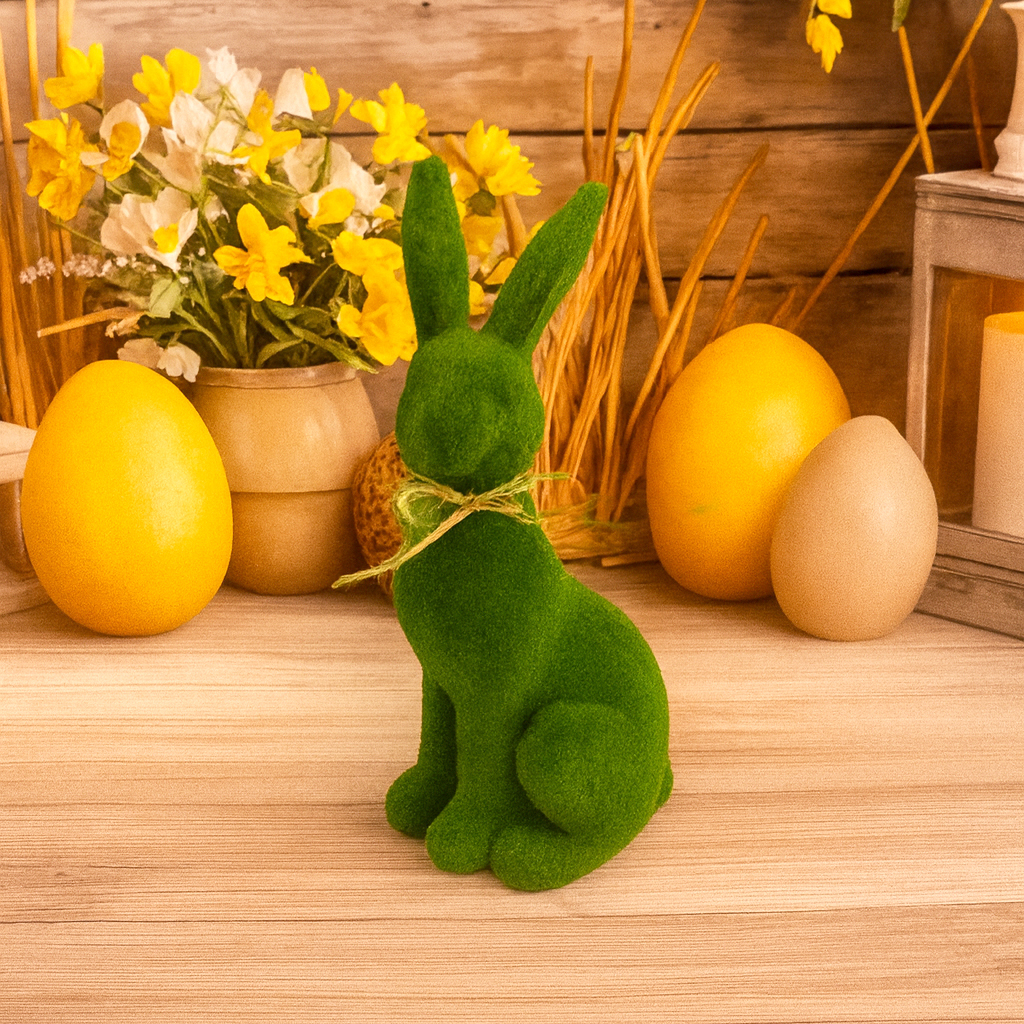 Figurka dekoracyjna zając średni, zielony 22 cm