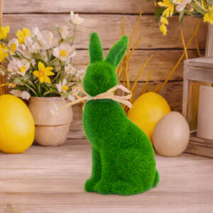 Figurka dekoracyjna zając średni, zielony 22 cm