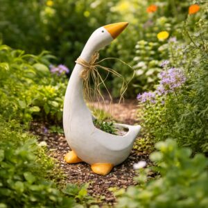 Doniczka dekoracyjna gęś z długą szyją 49,5 cm