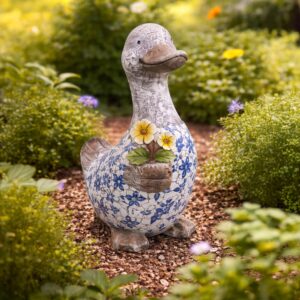 Kaczka ceramiczna z kwiatkiem 42,5 cm