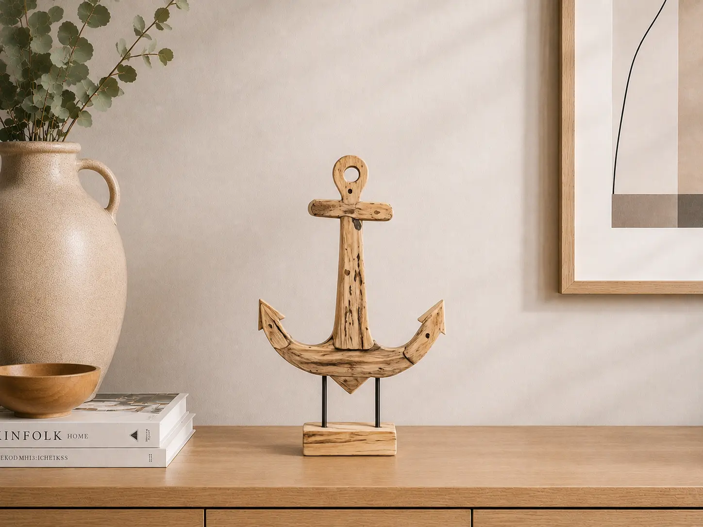 Kotwica Teak 38 cm – drewniana figurka dekoracyjna
